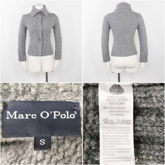 Marc O’Polo S Cardigan Merino Wool Grey Chunky VGU - Picture 4 of 10